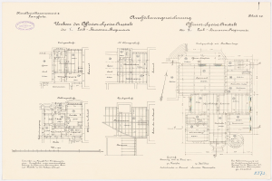 Grundrisszeichnung des ehemaligen Bundeskanzleramts, zeigt detaillierte Layout und Text.