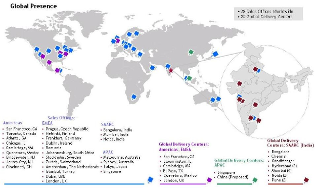 Weltkarte mit markierten globalen Lieferzentrumsstandorten und begleitendem Erklärungstext.
