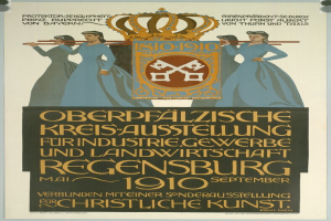 Plakat zur Deutschen Revolution von 1910, das eine Gruppe von Menschen und eine Krone zeigt.