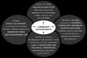 Ein Diagramm mit der ├ťberschrift "Gemeinschaftliche Rechenschaft" mit drei miteinander verbundenen Kreisen.