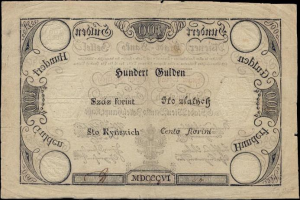 Alte deutsche 100-Pfennig-Banknote mit Porträt eines Mannes auf schwarzem Hintergrund